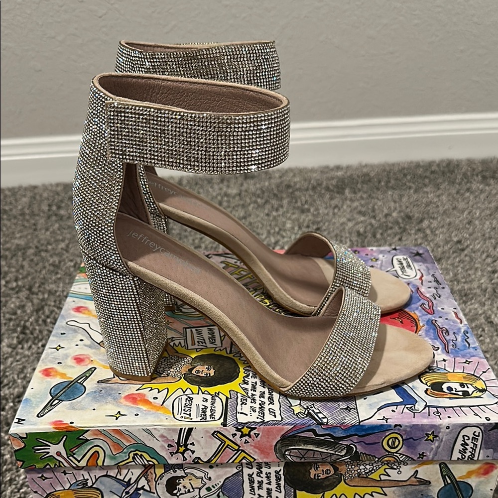 Jeffrey Campbell Silver Block Heel Sandals